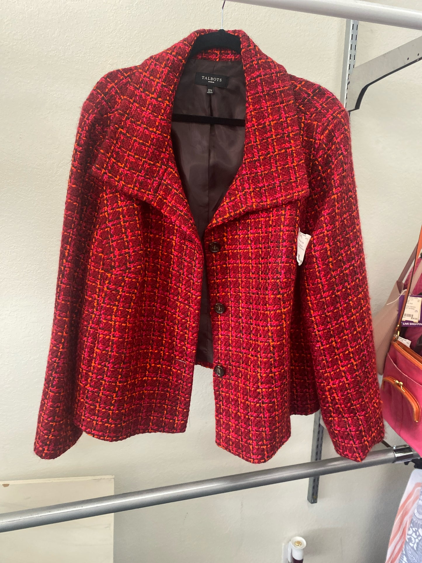 Red Plaid Talbots Winter Coat Women's