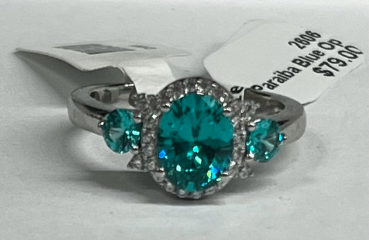 Sterling Silver Paraiba Tourmaline Ring JTV New w/ Tags Size 8