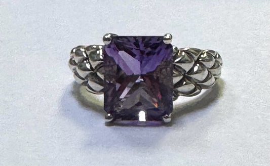 Sterling Silver Amethyst Ring Size 7.75