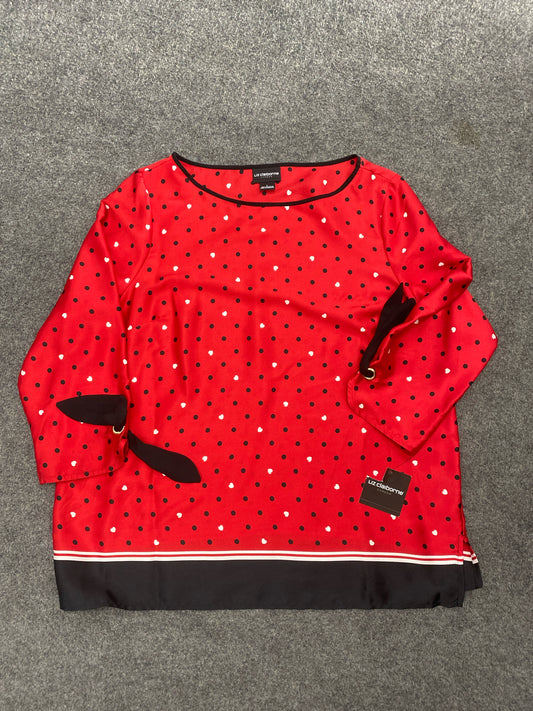 Red Print Liz Claiborne NEW Long Sleeve Shirt Women's