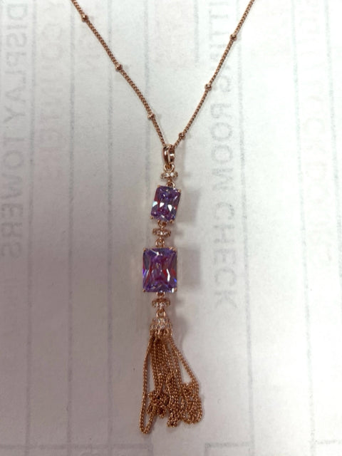 Rose Over Sterling Lavender CZ Pendant & Necklace JTV New