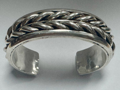Jimmie King Jr Navajo Sterling Silver Bracelet Cuff Heavy 109g '78 Inside Cuff