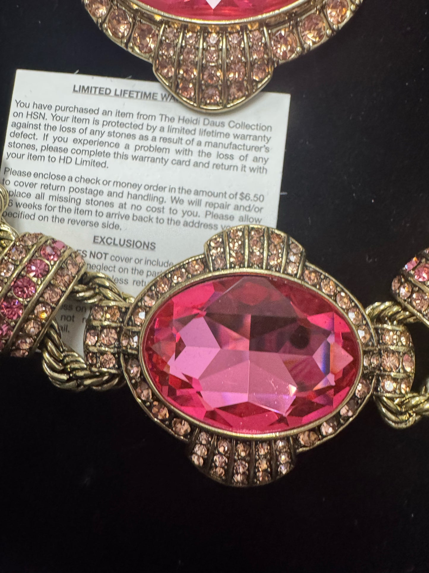 Heidi Daus Vol 2 Chain Of Events Pink Crystal Set Necklace Bracelet Earrings