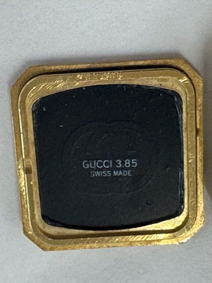 GUCCI Stacked GOLD Mid-Size WATCH 25mm VTG SWISS Quartz 978.002 New Battery