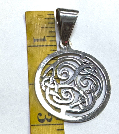 Vintage Retired Silpada Celtic Triskele Knot 3" Sterling Silver 925 Pendant