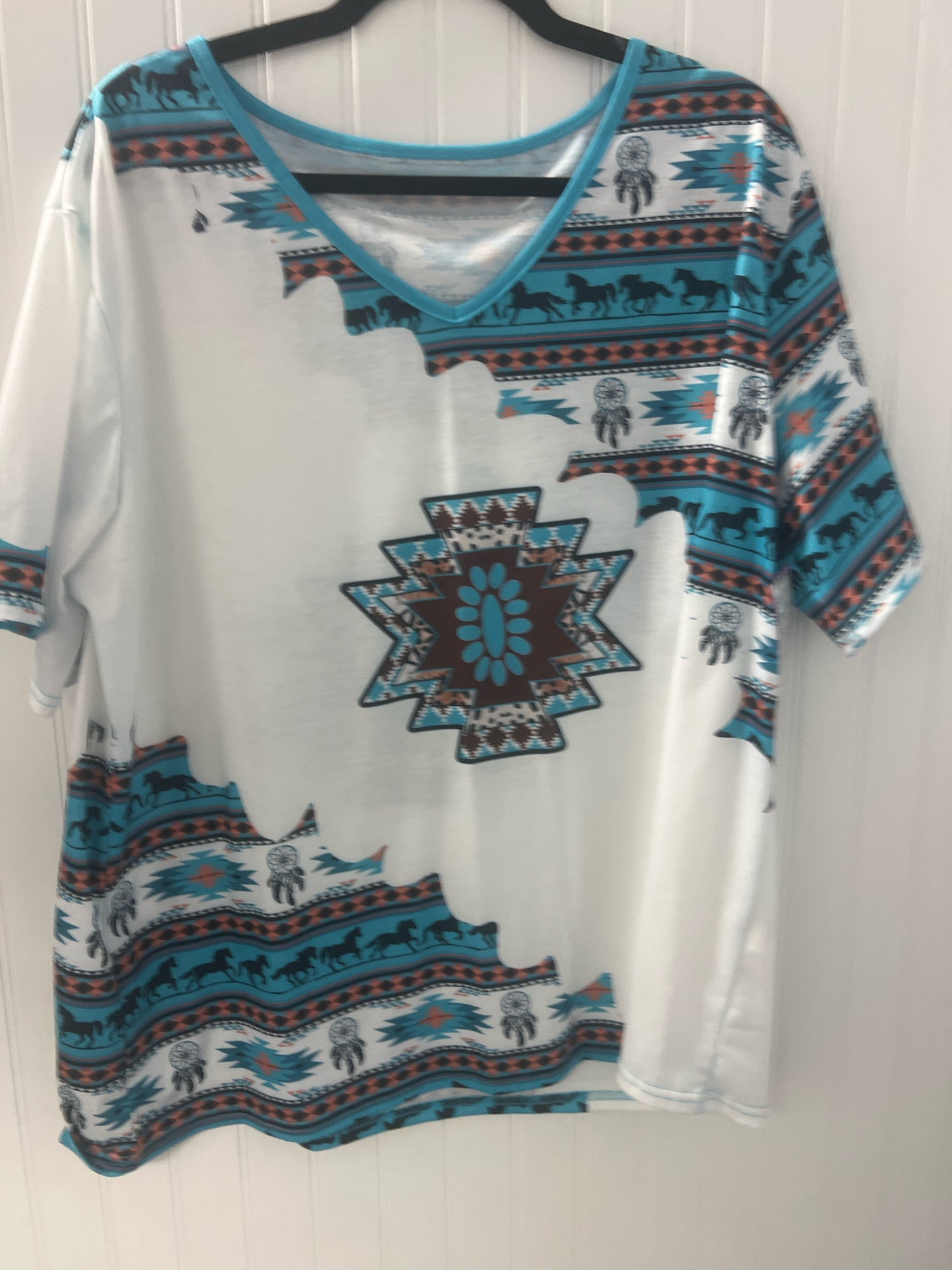 White & Blue SHEIN Short Sleeve Shirt Women's