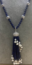 Load image into Gallery viewer, Dallas Prince Blue Lapis &amp; Pearl Bead 30&quot; Necklace Tassel Pendant 4&quot; Enhancer