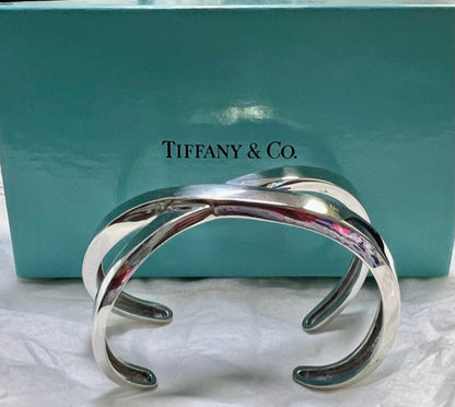 Tiffany & Co. Paloma Picasso Sterling Silver Graffiti X Cuff Bracelet w/ Box