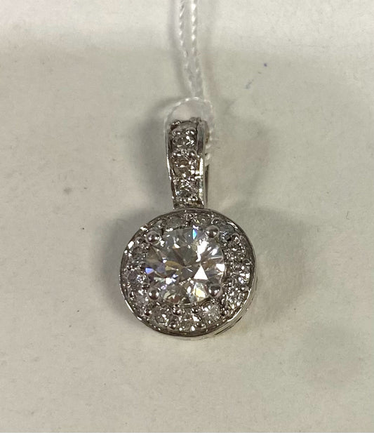 14k White Gold Diamond Cluster Pendant .60" x .36"