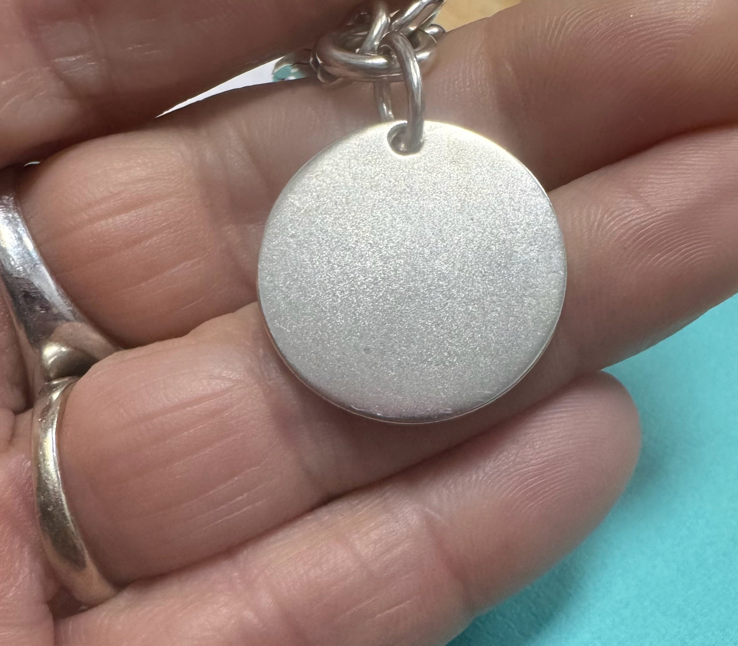 Tiffany & Co. 8" Sterling Silver Round Tag Classic Bracelet w/ Box