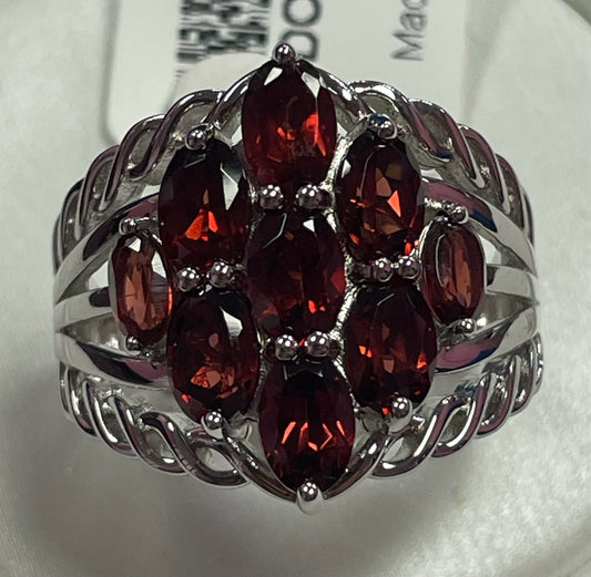 Sterling Silver Garnet Ring Size 9 New w/ Tags JTV