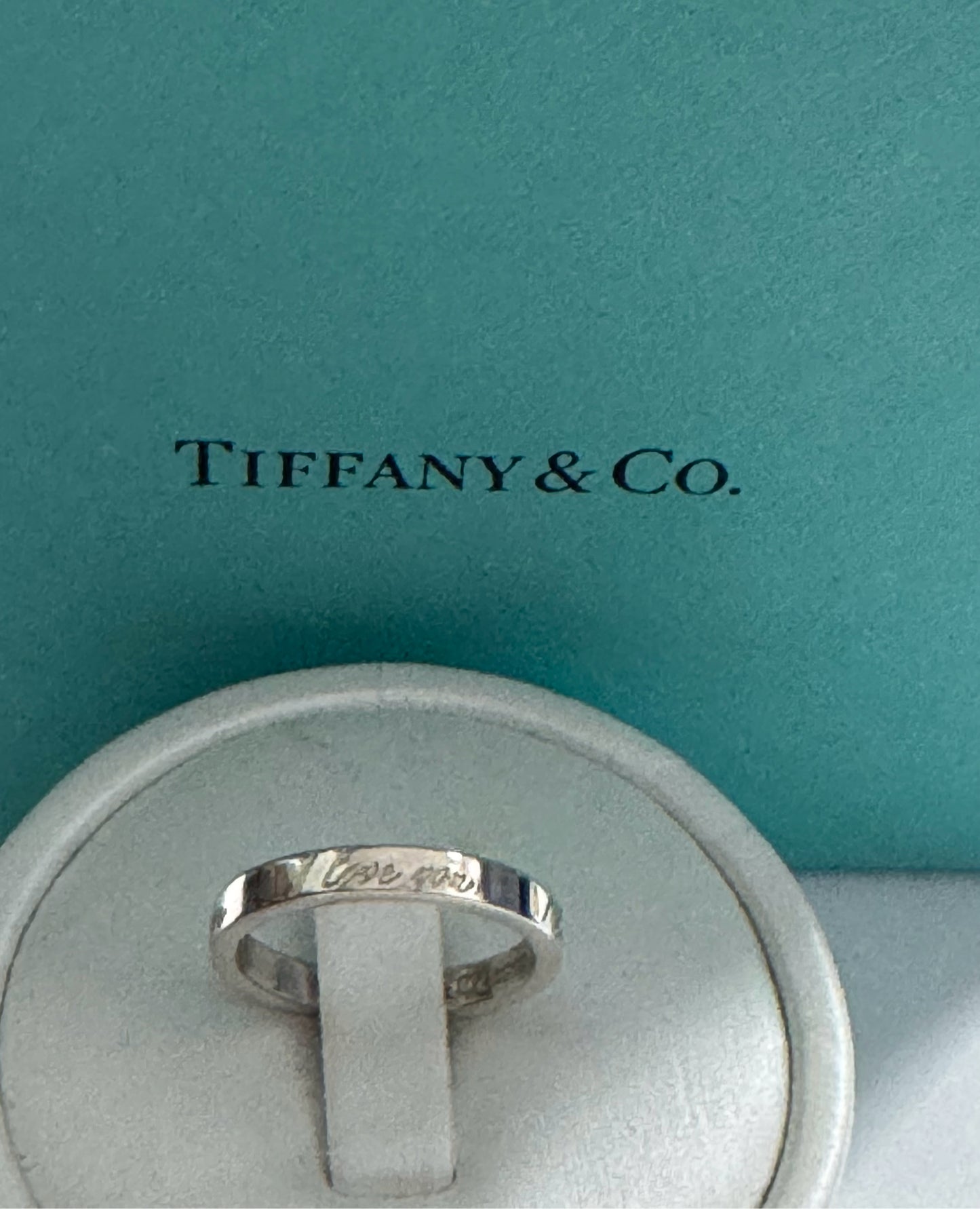 Tiffany & Co. Sterling Silver I Love You Notes Narrow Band Ring Size 5