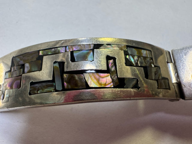 VTG TAXCO Signed Sterling Silver 925 Panel TR-191 Inlaid Bracelet