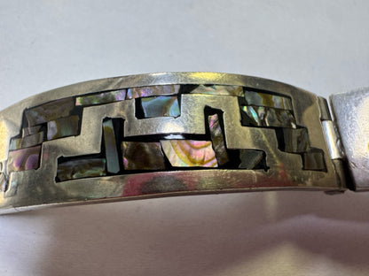 VTG TAXCO Signed Sterling Silver 925 Panel TR-191 Inlaid Bracelet