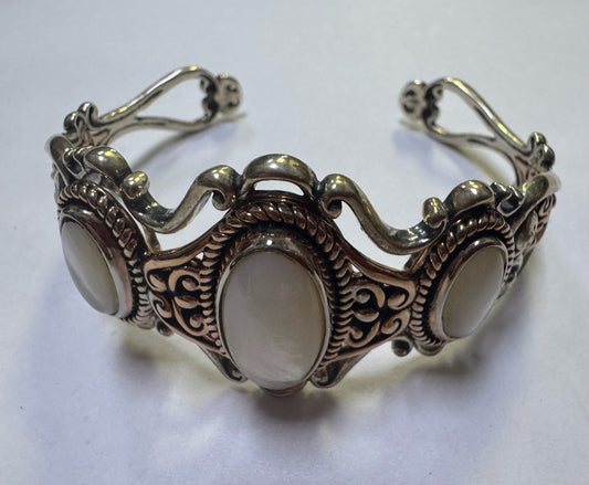 Carolyn Pollack Relios Sterling Silver & Copper Cuff Bracelet Mother of Pearl