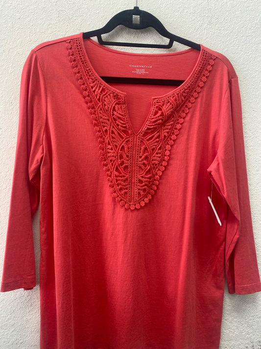 Coral Charter Club Long Sleeve Shirt Women's