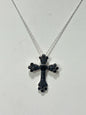 Sterling Black Spinel Pendant & Chain JTV Cross and Chain