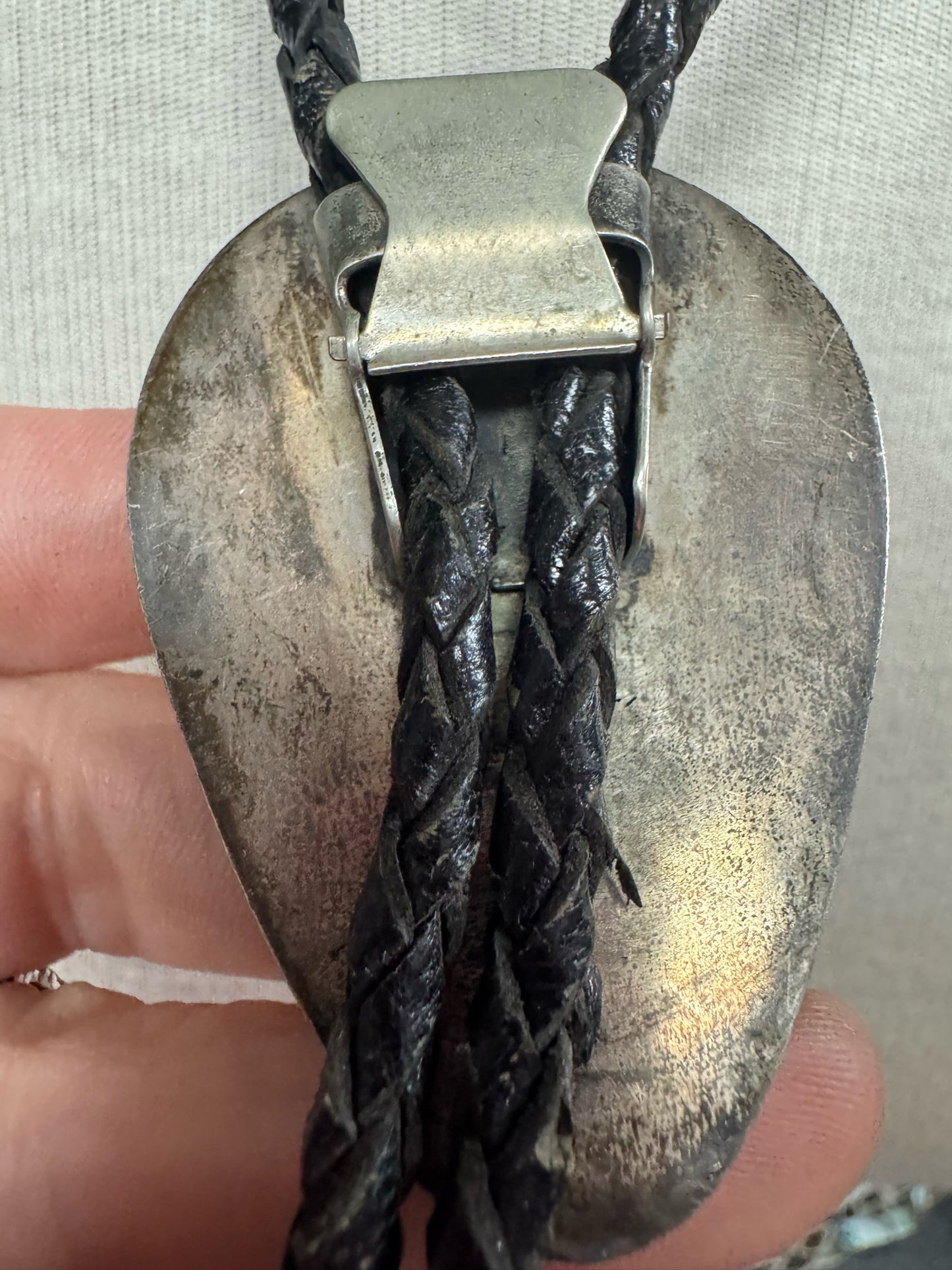 Bennett Pat Pend 2.5" x 1.5" Bolo Tie Turquoise Navajo Native American