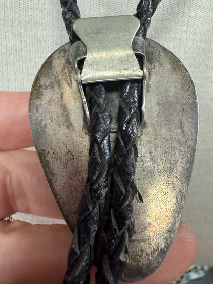 Bennett Pat Pend 2.5" x 1.5" Bolo Tie Turquoise Navajo Native American