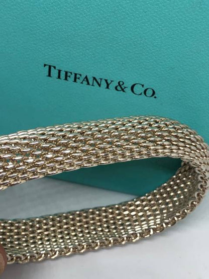 Tiffany & Co Sterling Silver Somerset Mesh Flexible 7.75"  Bracelet .60" Wide