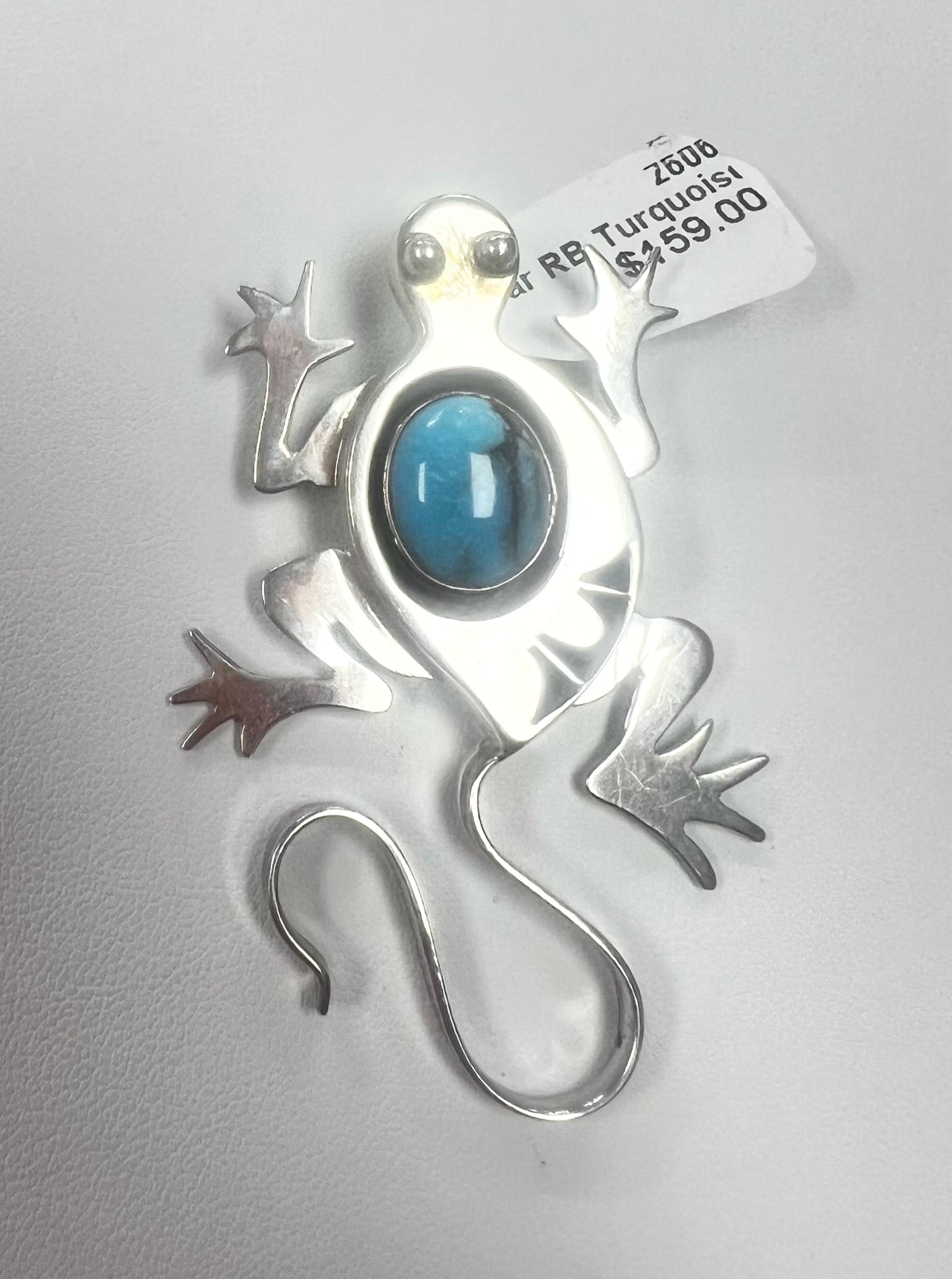 Running Bear RB Turquoise Pendant Sterling