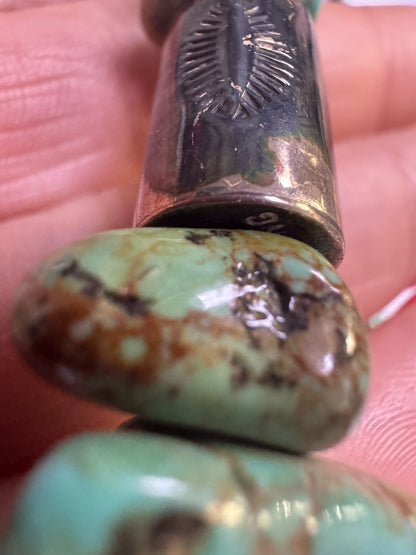 Native American Sterling Silver Turquoise Nugget & Slab 28" Necklace JN