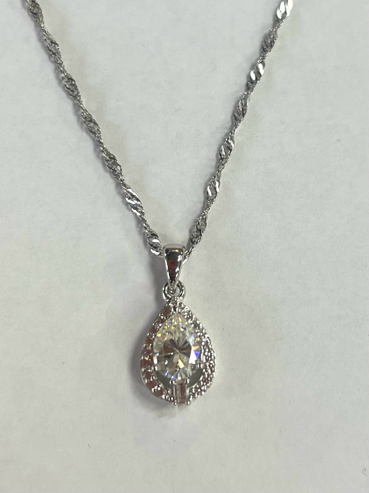 Sterling Silver CZ Necklace Pendant & Chain New JTV