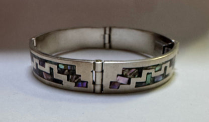 VTG TAXCO Signed Sterling Silver 925 Panel TR-191 Inlaid Bracelet
