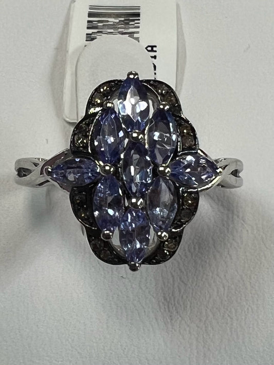 Sterling Silver Tanzanite & Black Spinel Ring Size 8 New w/ Tags JTV