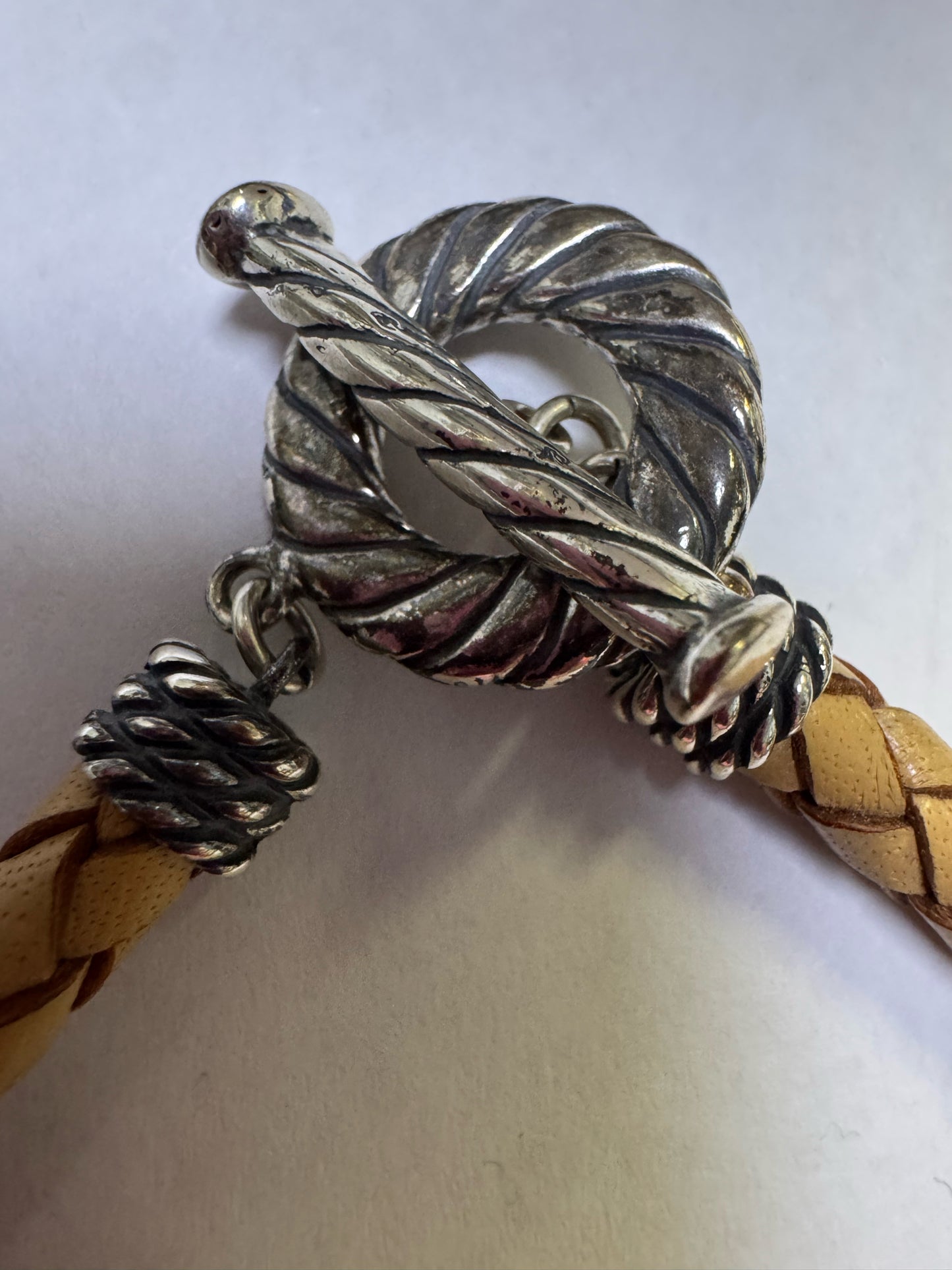 Carolyn Pollack Relios Sterling Silver Braid  Necklace Brown Jasper Bear Pendant