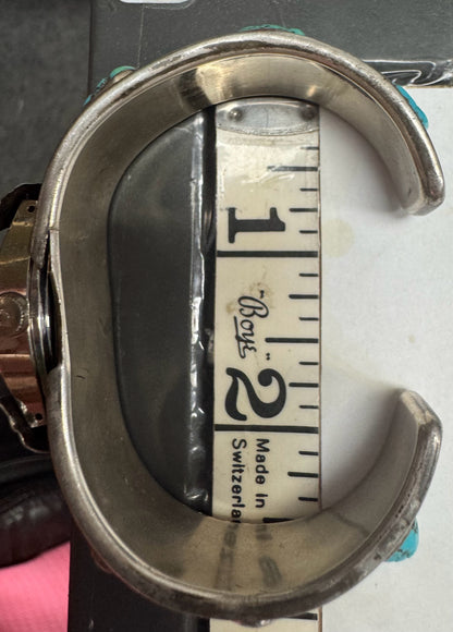 Vintage Sterling Silver Cuff Turquoise Watch Bulova Accutron New Battery