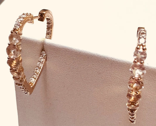 Rose Gold Over Sterling Silver Inside Out Hoops Heart