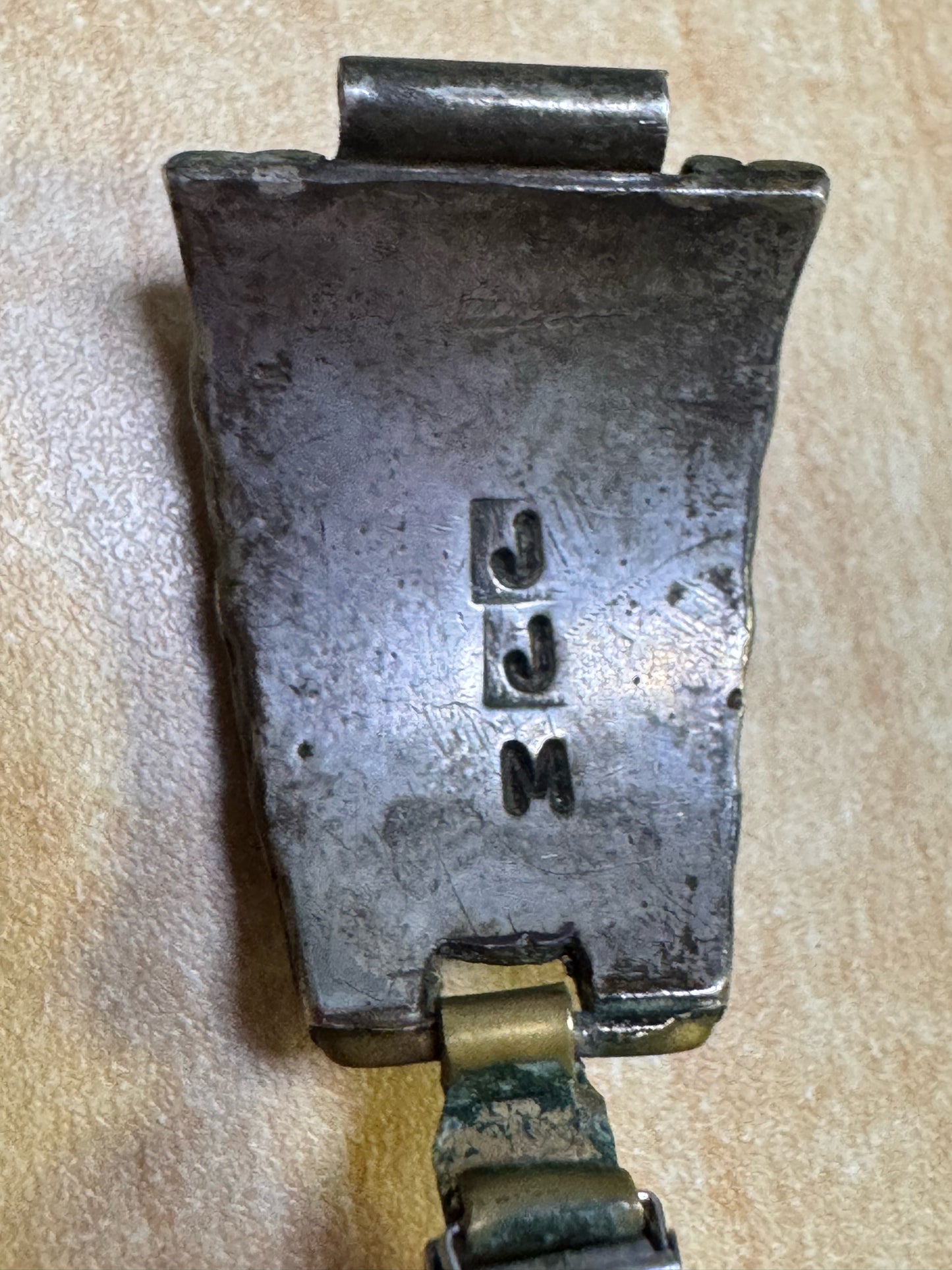 JJM Navajo Jim Julia Martinez Sterling Silver Turquoise Watch Tip Gold Wash Band