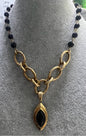 ETRUSCAN ITALY VERONESE STERLING GOLD VERMEIL ONYX NECKLACE 18”+extension