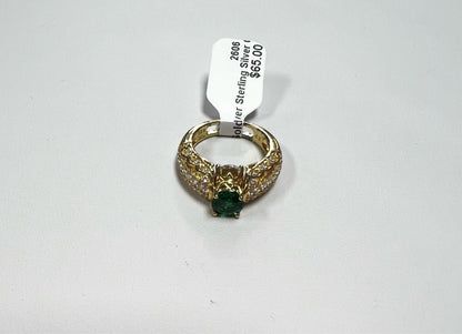 Gold Over Sterling Silver CZ Ring Size 5 JTV