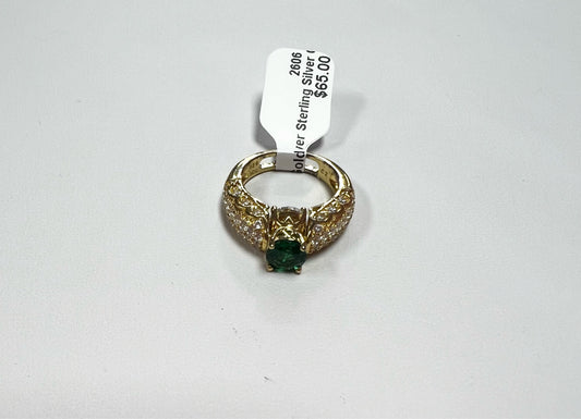 Gold Over Sterling Silver CZ Ring Size 5 JTV