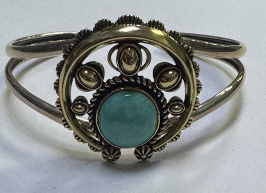 Carolyn Pollack American West Sterling Silver & Brass Turquoise Cuff Bracelet