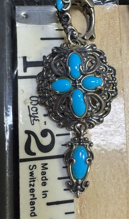 Carolyn Pollack Sleeping Beauty Turquoise Sterling Silver Enhancer Pendant 2.5”