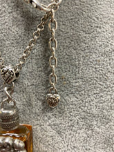 Load image into Gallery viewer, Brighton Glass Perfume Bottle Pendant Silver Heart Scroll Vintage