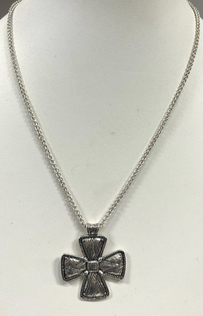 SILPADA N3185 Sterling Silver Posh Principles Cross Pendant Necklace 32" Chain
