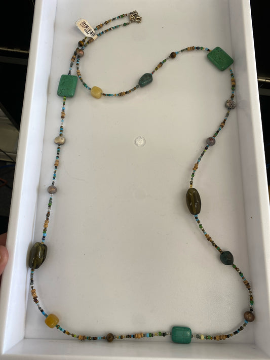 Peyote Bird 44' Gem Necklace Sterling Silver