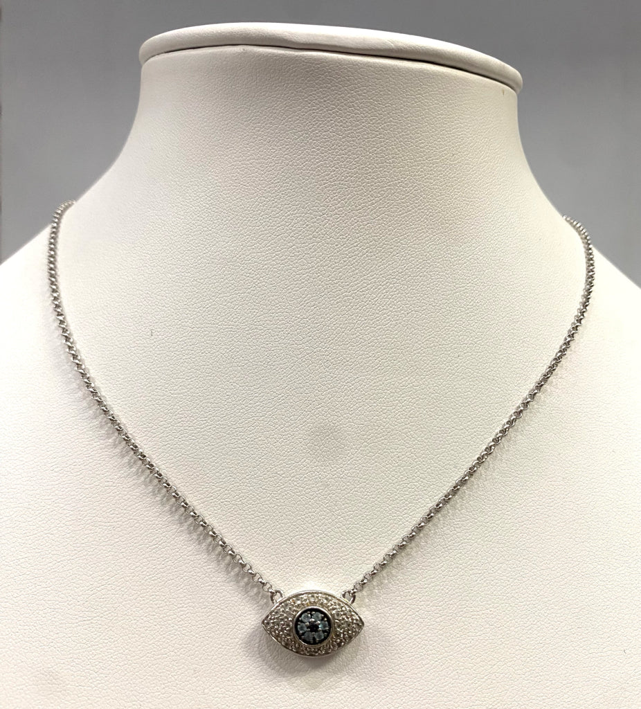 Sterling Silver Pendant 16" - 18" Evil Eye