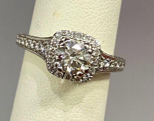 14kw Scott Kay .71 ct Center Diamond Ring GIA Cert 3195064397 SI2 H Color