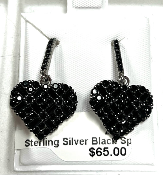Sterling Silver Black Spinel Earrings New JTV