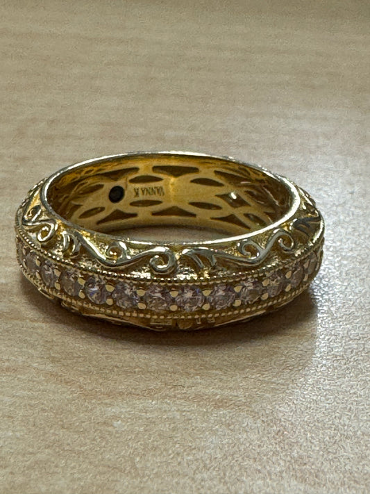 Gold Over Sterling Silver CZ Ring Size 8 New JTV