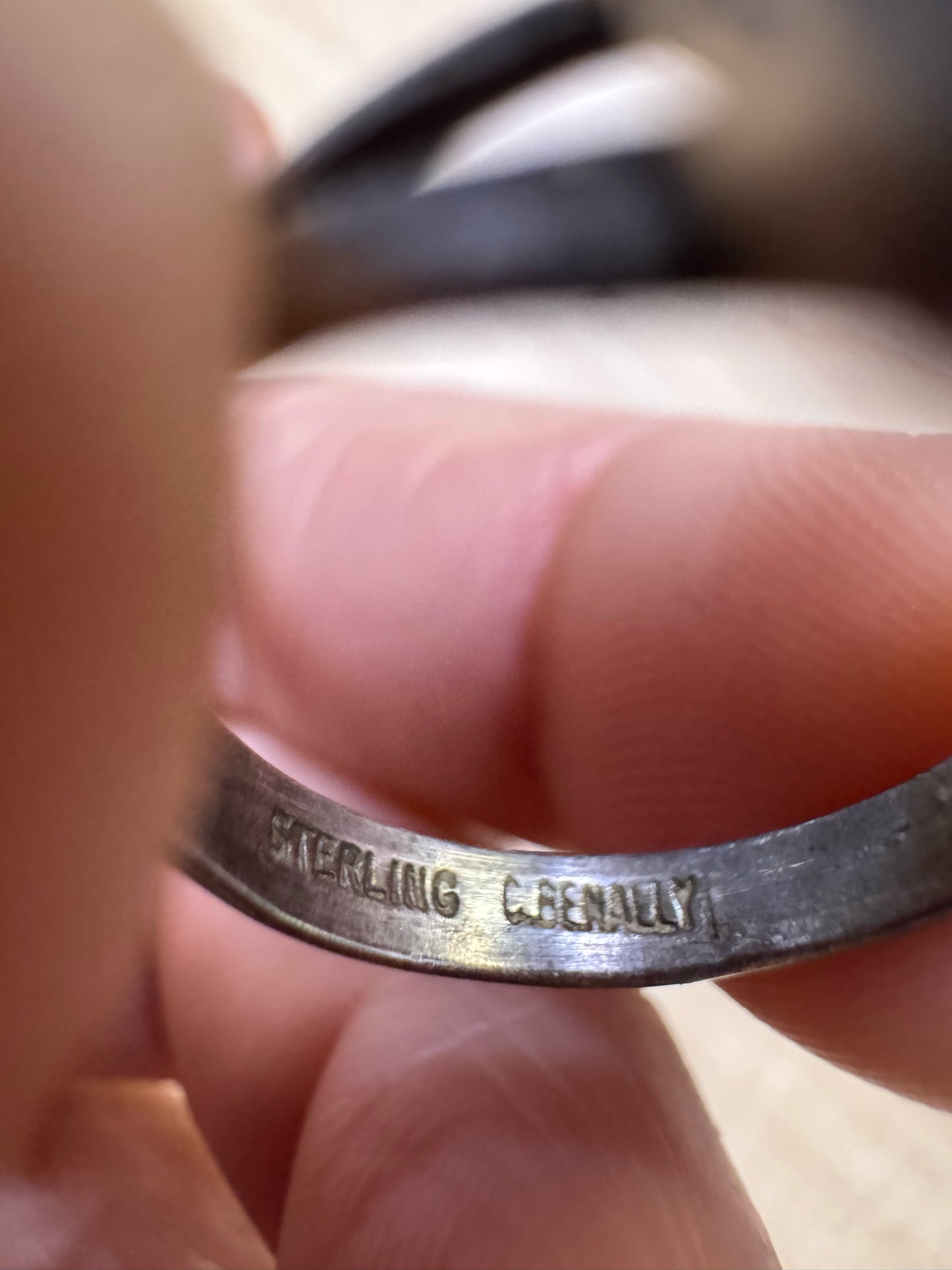 C. Benally Native American Sterling Silver Inlay Turquoise Lapis Ring SZ 7.5