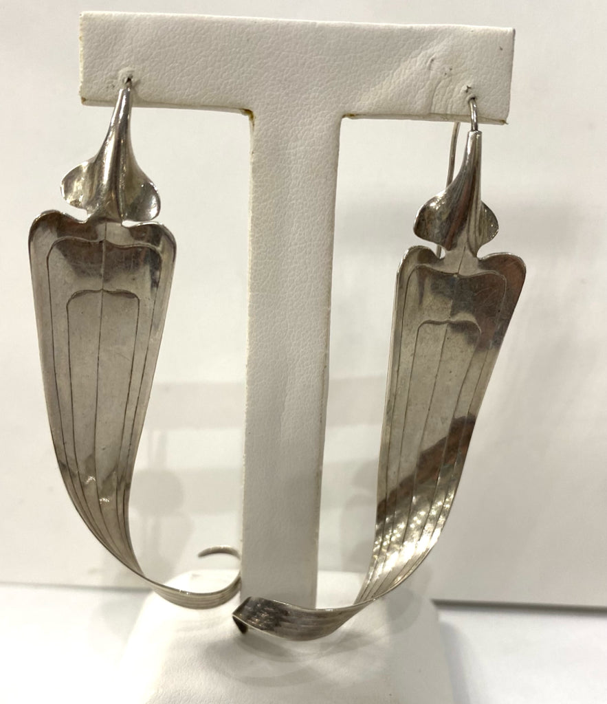 ROBYN NICHOLS Sterling Silver Modernist Earrings 3" Dangle Smithsonian Artist