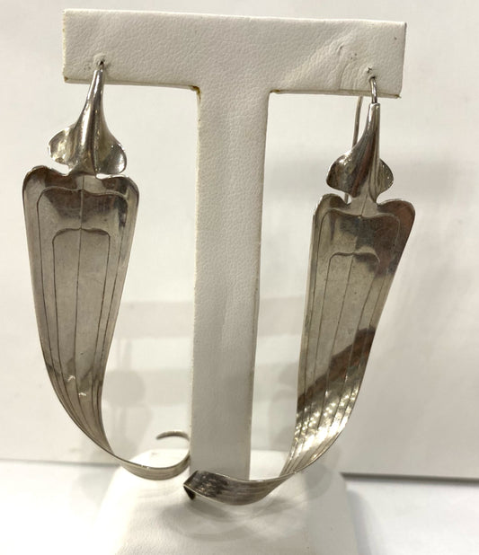 ROBYN NICHOLS Sterling Silver Modernist Earrings 3" Dangle Smithsonian Artist