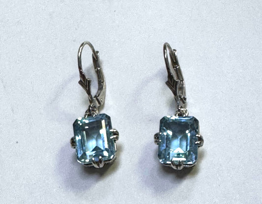 Sterling Silver Blue Topaz Earrings Leverback