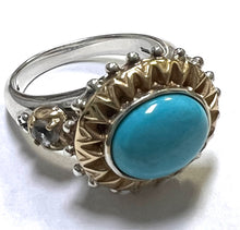 Load image into Gallery viewer, Barbara Bixby Sterling Silver &amp; 18K Gold Turquoise &amp; Topaz Ring Size 9.5